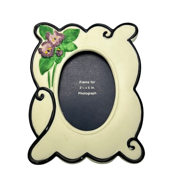 Vintage 1991 Brenda Koppel Ceramic Frame & Trinket Box Set Purple Flowers Decor - Picture 5 of 8